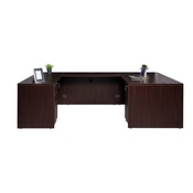 Boss Office Products 71 Inch Executive U-Shape Desk with 2 Box/Box/File Storage Pedestals, Mahogany ((N101,N170,N143,2 N166)MAHOGANY), GROUPA4-M