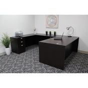 Boss Office Products 71 Inch Executive U-Shape Desk with 2 Box/Box/File Storage Pedestals, Mocha ((N101,N170,N143,2 N166)MOCHA), GROUPA4-MOC