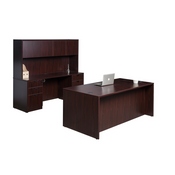 Boss Office Products 71 Inch Executive Office Suite with 2 Box/Box/File Storage Pedestals, Credenza and 4 Door Hutch ((N101,N143,N144,2 N166)MAHOGANY), GROUPA6-M