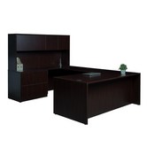 Boss Office Products 71 Inch Executive U-Shape Desk with 2 Drawer Lateral File and 4 Door Hutch, Mocha ((N101,N170,N143,N144,N112)MOCHA), GROUPA7-MOC