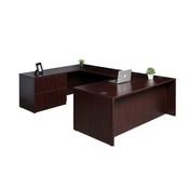 Boss Office Products 71 Inch Executive U-Shape Desk with 2 Drawer Lateral File and Credenza, Mahogany ((N101,N170,N143,N112)MAHOGANY), GROUPA8-M