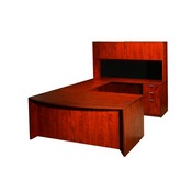 Boss Ofice Products 71 Inch Executive U-Shaped Curved Bow Desk with Box/BoxFile Storage Pedestal and 4 Door Hutch ((N189/166/170/143/144)MAHOGANY), GROUPAH-M