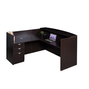 Boss Office Products 71 Inch Reception L-Shape Corner Desk with Box/Box/File Storage Pedestal, Mocha ((N169,N166,N180)WORKSTATION IN MOCHA), GROUPB-MOC