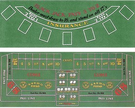 Blackjack and Craps 2 Sided Layout 36 x 72 inch, GFEL-102