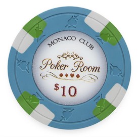 Monaco Club Series 13.5 Gram Poker Chips - $10 Sold By the Roll of 25pcs, CPMO-$10*25