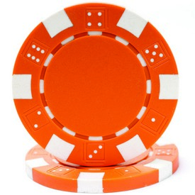 ORANGE 11.5 Gram STRIPED DICE Chip Sold by the Roll, CPSD-ORANGE*25