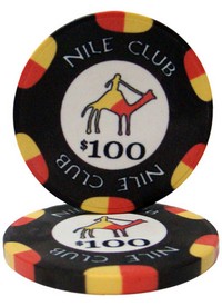 $100 Nile Club 10 Gram Ceramic Poker Chip Sold by the Roll 25 pcs. per Roll, CPNI-$100*25