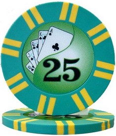 2 Stripe Twist Series 8 gram Poker Chip $25 Sold by the Roll 25 pcs. per Roll, CPTST-$25*25