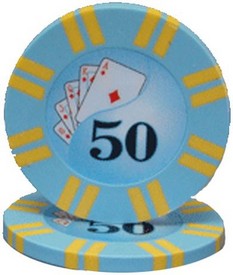 2 Stripe Twist Series 8 gram Poker Chip $50 Sold by the Roll 25 pcs. per Roll, CPTST-$50*25