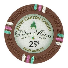 Bluff Canyon Series 13.5 Gram Poker Chips - $0.25 Sold By the Roll of 25pcs, CPBL-25c*25