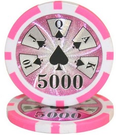 Hi Roller Series 14 gram Poker Chip $5000 Sold by the Roll 25 pcs. per Roll, CPHR-$5000*25