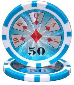 Hi Roller Series 14 gram Poker Chip $50 Sold by the Roll 25 pcs. per Roll, CPHR-$50*25