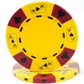 Ace King Suited 14 Gram Poker Chips Yellow - Roll of 25 pcs, CPAK-YELLOW*25