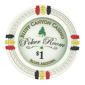 Bluff Canyon Series 13.5 Gram Poker Chips - $1 Sold By the Roll of 25pcs., CPBL-$1*25