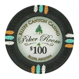 Bluff Canyon Series 13.5 Gram Poker Chips - $100 Sold By the Roll of 25pcs., CPBL-$100*25