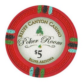 Bluff Canyon Series 13.5 Gram Poker Chips - $5 Sold By the Roll of 25pcs., CPBL-$5*25