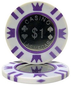 Coin Inlay Series 15 Gram Poker Chip - $1 Sold By the Roll 25 pcs. per Roll, CPCI-$1*25