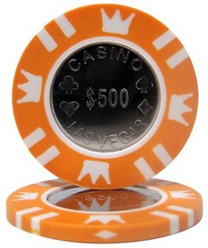 Coin Inlay Series 15 Gram Poker Chip - $500 Sold By the Roll 25 pcs. per Roll, CPCI-$500*25