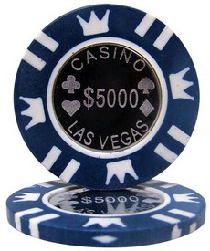Coin Inlay Series 15 Gram Poker Chip - $5000 Sold By the Roll 25 pcs. per Roll, CPCI-$5000*25