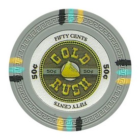 Gold Rush Series 13.5 Gram Poker Chips - $0.50 Sold By the Roll of 25pcs., CPGR-50c*25