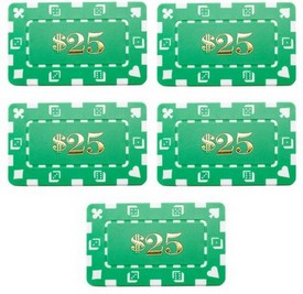 5 Denominated Poker Plaques Green $25, CPDP-$25*5