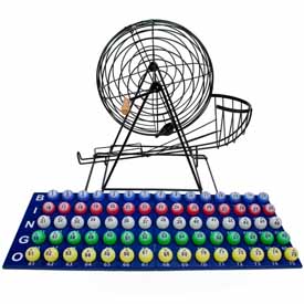 Professional Bingo Set w/ 19" Cage, 1.5" Balls, & Wood Board, GBIN-105 Professional Bingo Set w/ 19" Cage, 1.5" Balls, & Wood Board, GBIN-105