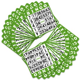 100 Pack of Green Bingo Cards with Jumbo Numbers, GBIN-205