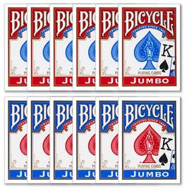 Set of 12 Rider Back Decks Red & Blue Jumbo Index Bicycle Cards, GUSP-003*6.004*6