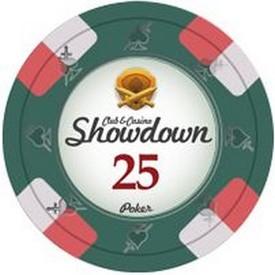 Showdown Series Clay Poker Chips 13.5g Roll of 25 Chips - $25, CPSD-$25*25