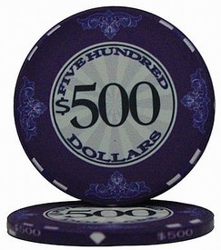 $500 Scroll 10 Gram Ceramic Poker Chip Sold by the Roll 25 pcs. per Roll, CPSC-$500*25