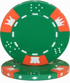 Crown & Dice 3 Tone 14 gram - Green Sold by the Roll25 pcs. per Roll, CPCD-GREEN*25