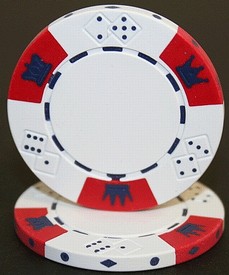 Crown & Dice 3 Tone 14 gram - White Sold by the Roll25 pcs. per Roll, CPCD-WHITE*25