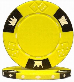 Crown & Dice 3 Tone 14 gram - Yellow Sold by the Roll25 pcs. per Roll, CPCD-YELLOW*25