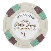 Monaco Club Series 13.5 Gram Poker Chips - $1 Sold By the Roll of 25pcs, CPMO-$1*25