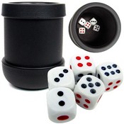 Black Heavy Duty Dice Cup with 5 Dice, GDIC-303