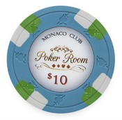 Monaco Club Series 13.5 Gram Poker Chips - $10 Sold By the Roll of 25pcs, CPMO-$10*25
