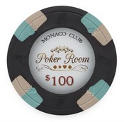 Monaco Club Series 13.5 Gram Poker Chips - $100 Sold By the Roll of 25pcs, CPMO-$100*25