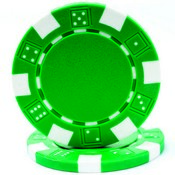 GREEN 11.5 Gram STRIPED DICE Chip Sold by the Roll, CPSD-GREEN*25