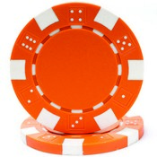 ORANGE 11.5 Gram STRIPED DICE Chip Sold by the Roll, CPSD-ORANGE*25