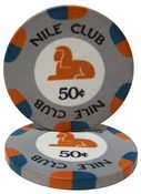 $.50 Nile Club 10 Gram Ceramic Poker Chip Sold by the Roll 25 pcs. per Roll, CPNI-50c*25