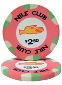 $2.50 Nile Club 10 Gram Ceramic Poker Chip Sold by the Roll 25 pcs. per Roll, CPNI-$2.5*25