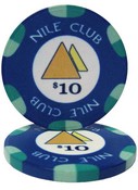 $10 Nile Club 10 Gram Ceramic Poker Chip Sold by the Roll 25 pcs. per Roll, CPNI-$10*25