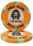 $1,000 Nile Club 10 Gram Ceramic Poker Chip Sold by the Roll 25 pcs. per Roll, CPNI-$1000*25