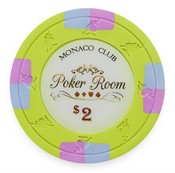 Monaco Club Series 13.5 Gram Poker Chips - $2 Sold By the Roll of 25pcs, CPMO-$2*25