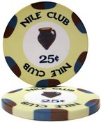 $.25 Nile Club 10 Gram Ceramic Poker Chip Sold by the Roll 25 pcs. per Roll, CPNI-25c*25