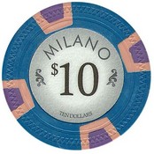Milano 10 Gram Clay Poker Chip $10 Sold By the Roll of 25pcs., CPML-$10*25