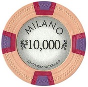 Milano 10 Gram Clay Poker Chip $10000 Sold By the Roll of 25pcs., CPML-$10000*25