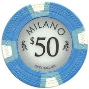 Milano 10 Gram Clay Poker Chip $50 Sold By the Roll of 25pcs., CPML-$50*25