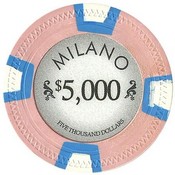 Milano 10 Gram Clay Poker Chip $5000 Sold By the Roll of 25pcs., CPML-$5000*25