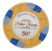 Monaco Club Series 13.5 Gram Poker Chips - $0.50 Sold By the Roll of 25pcs, CPMO-50c*25